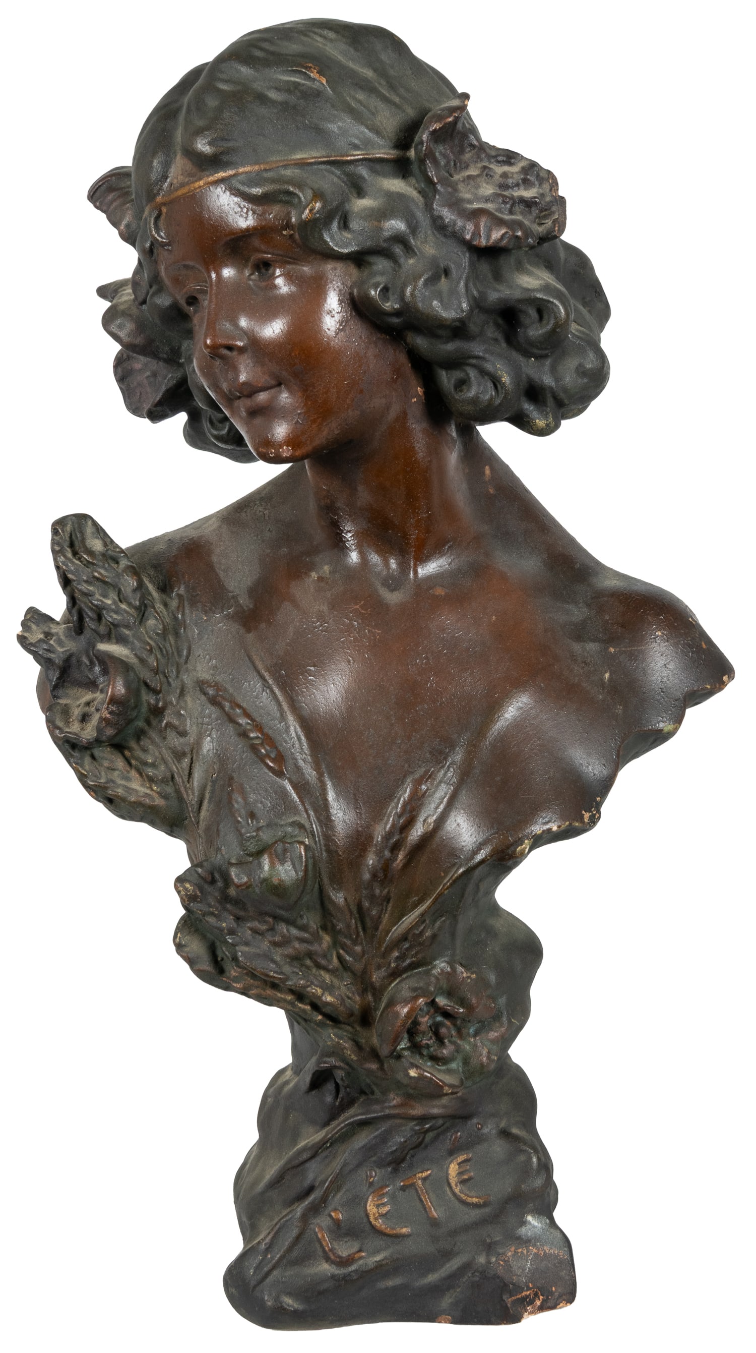 L'Ete Art Nouveau plaster bust. (1 of 3)