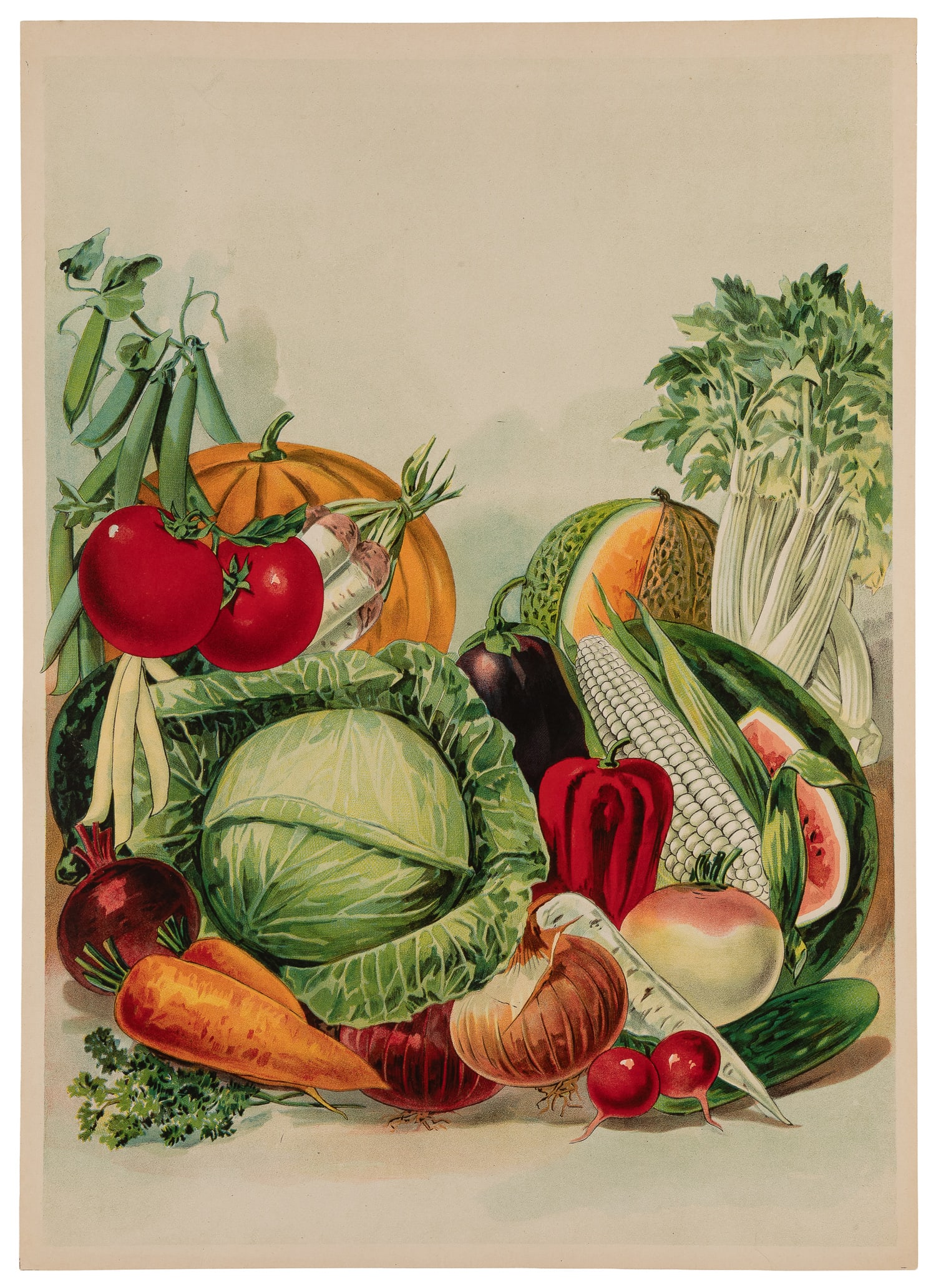 Vegetables and fruits lithograph grocery store poster. (1 of 1)