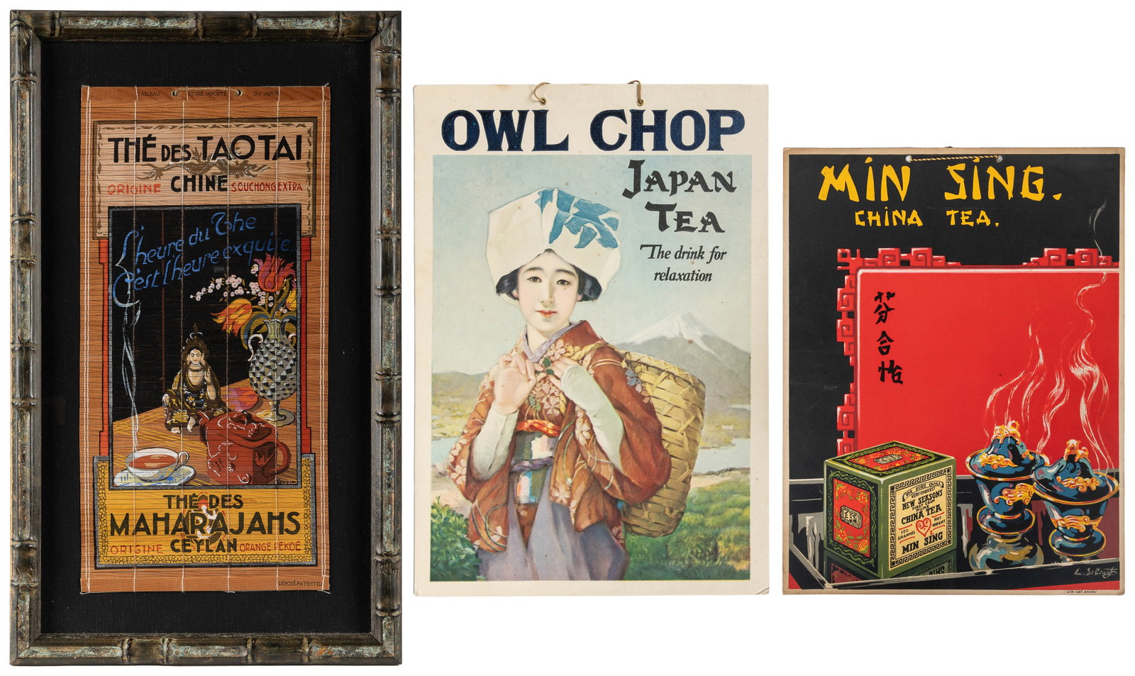 Trio of tea advertising display signs. (1 of 6)