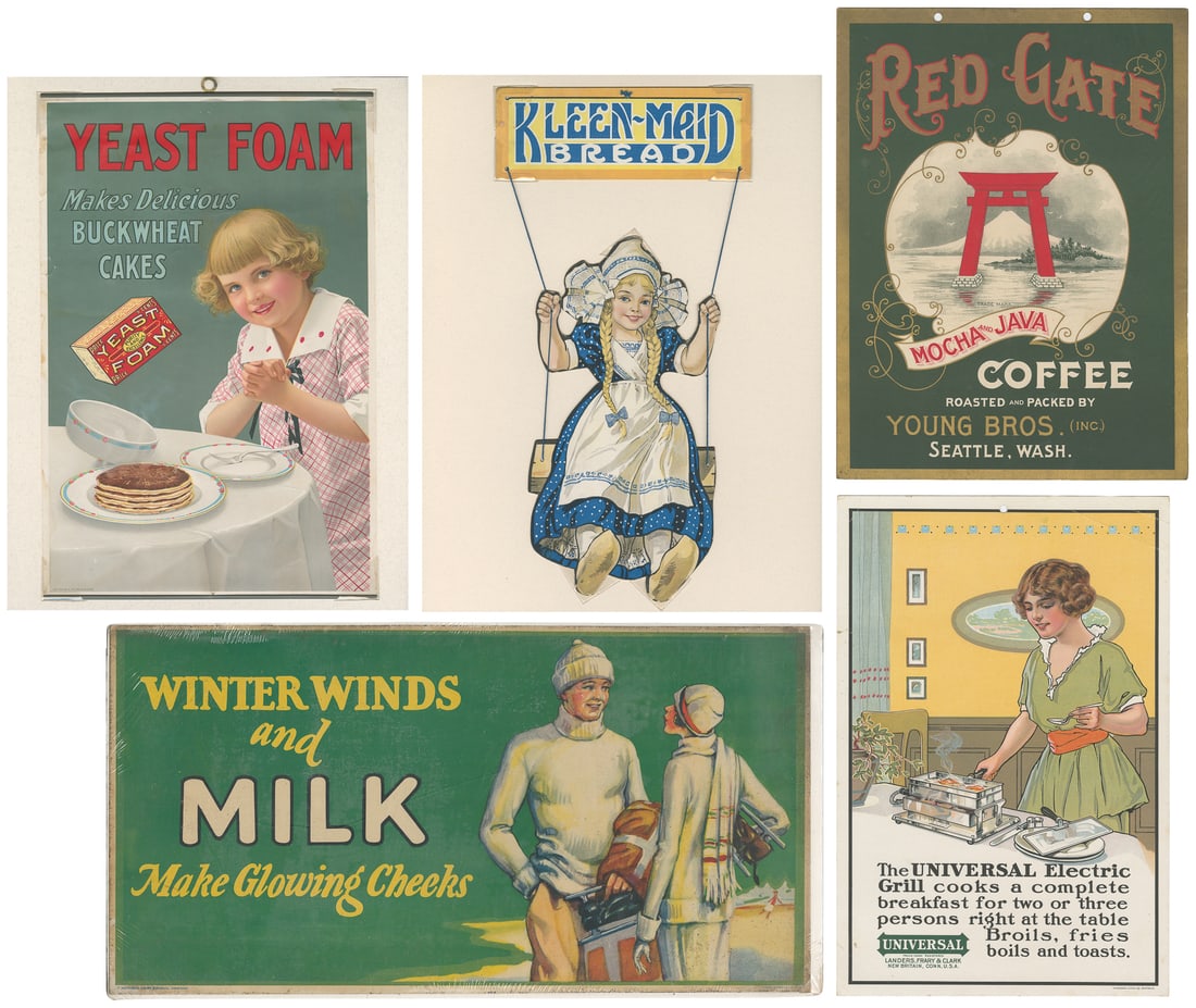 Five food advertising signs and diecuts. (1 of 6)
