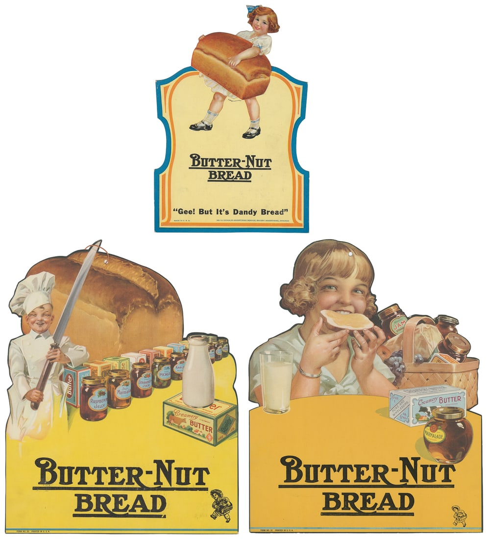 Butter-Nut Bread. Three die-cut signs. (1 of 4)