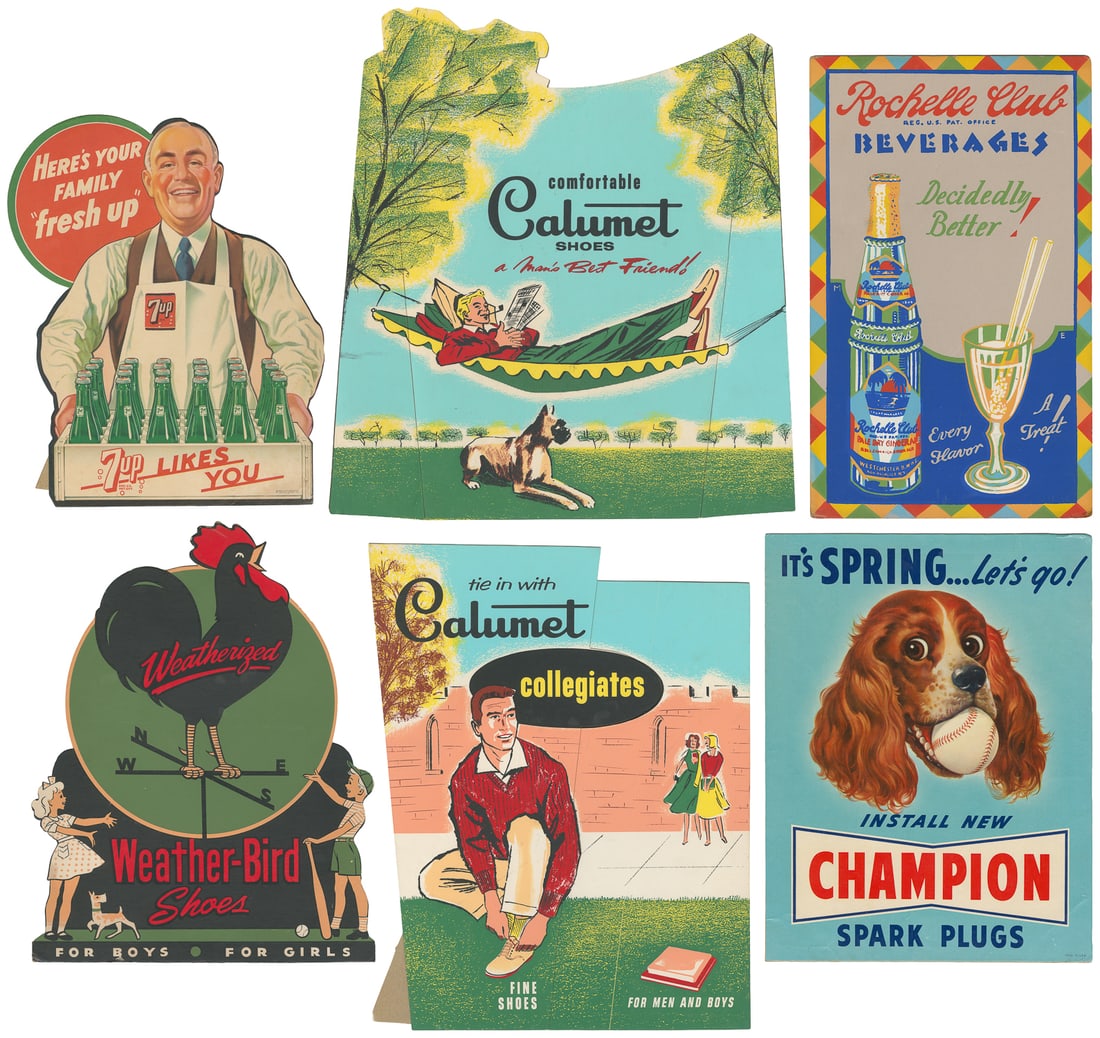 Six food and product advertising signs. (1 of 7)