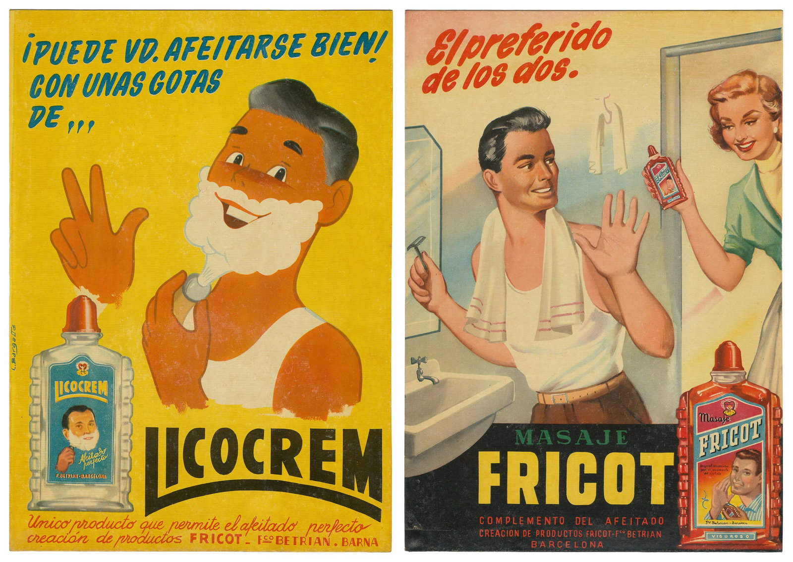 Pair of shaving product advertising standees. (1 of 3)