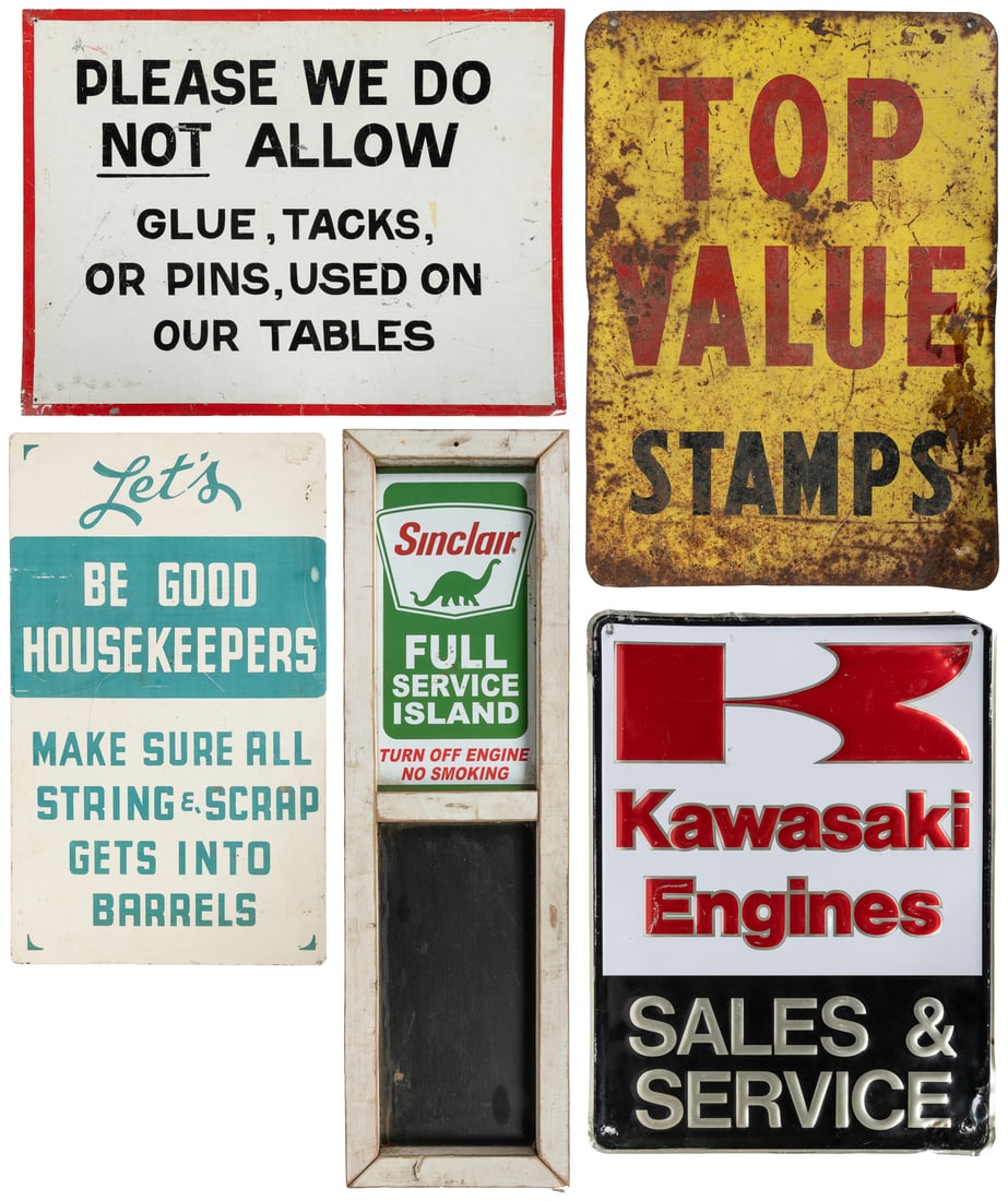 Group of 5 miscellaneous signs. (1 of 6)