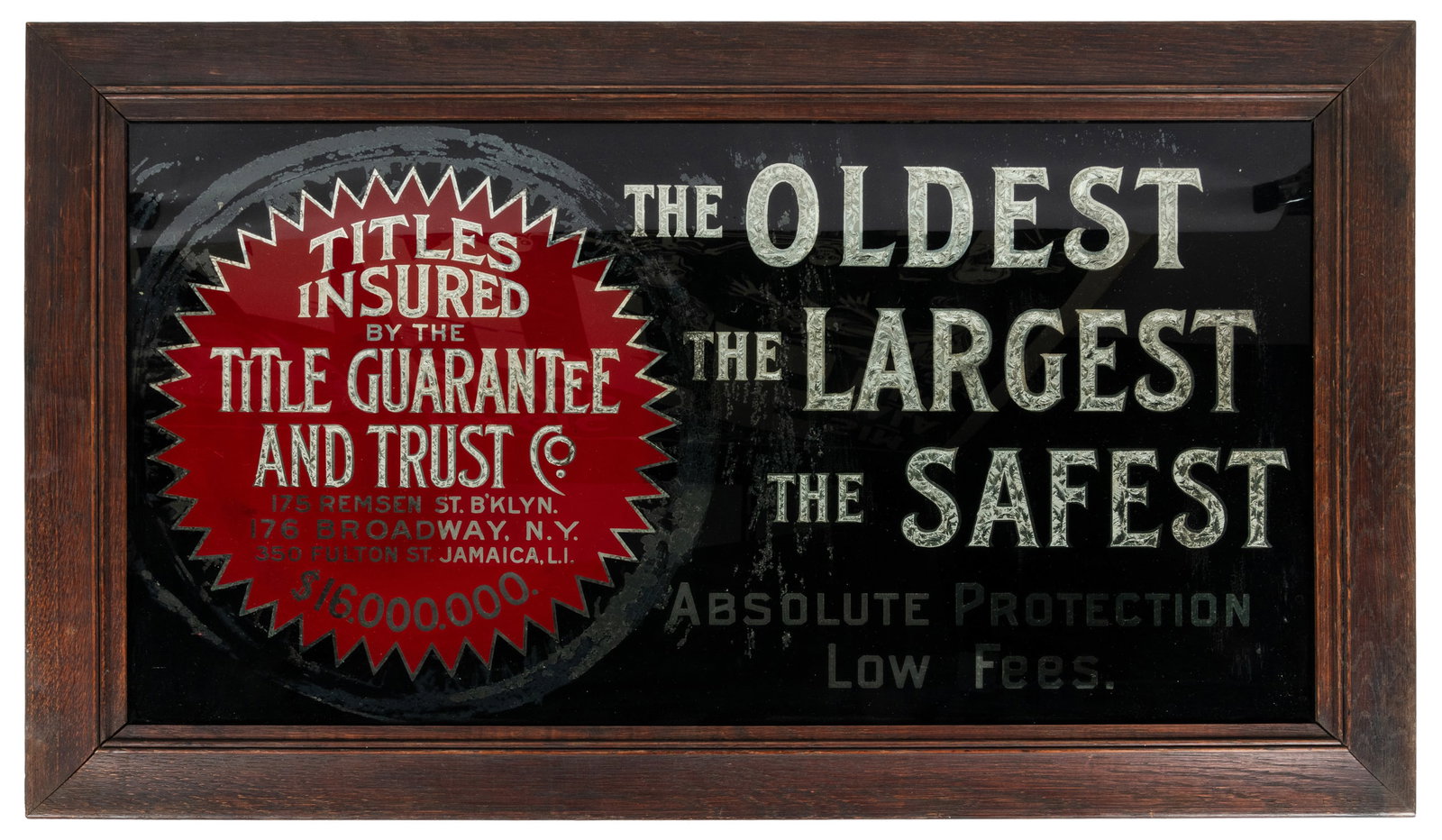 Title Guarantee and Trust Co. reverse glass sign. (1 of 1)