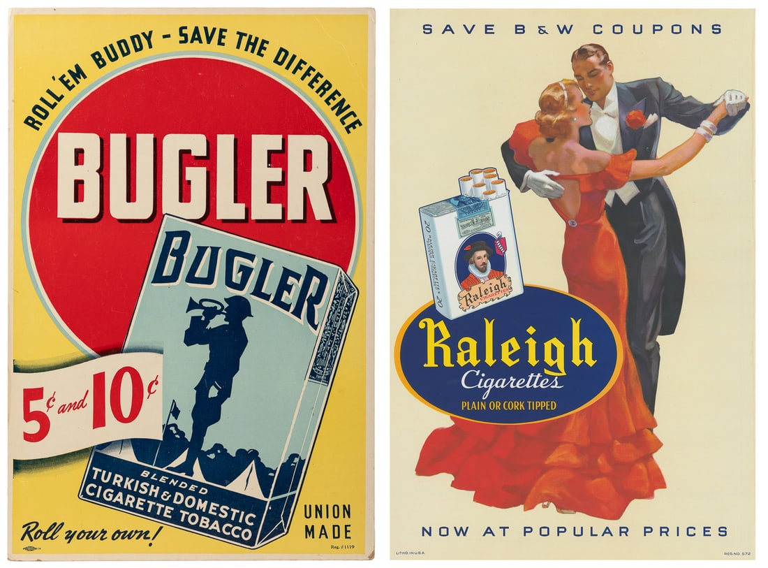Trio of cigarette and tobacco advertising posters. American... (1 of 4)
