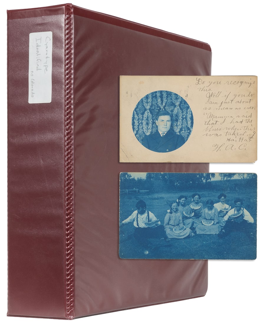 [POSTCARDS]. Album of approximately 350 cyanotype postcards. (1 of 4)