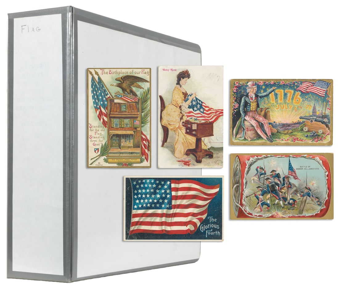 [POSTCARDS]. Album of over 300 American flag and patriotic postcards and ephemera. (1 of 4)