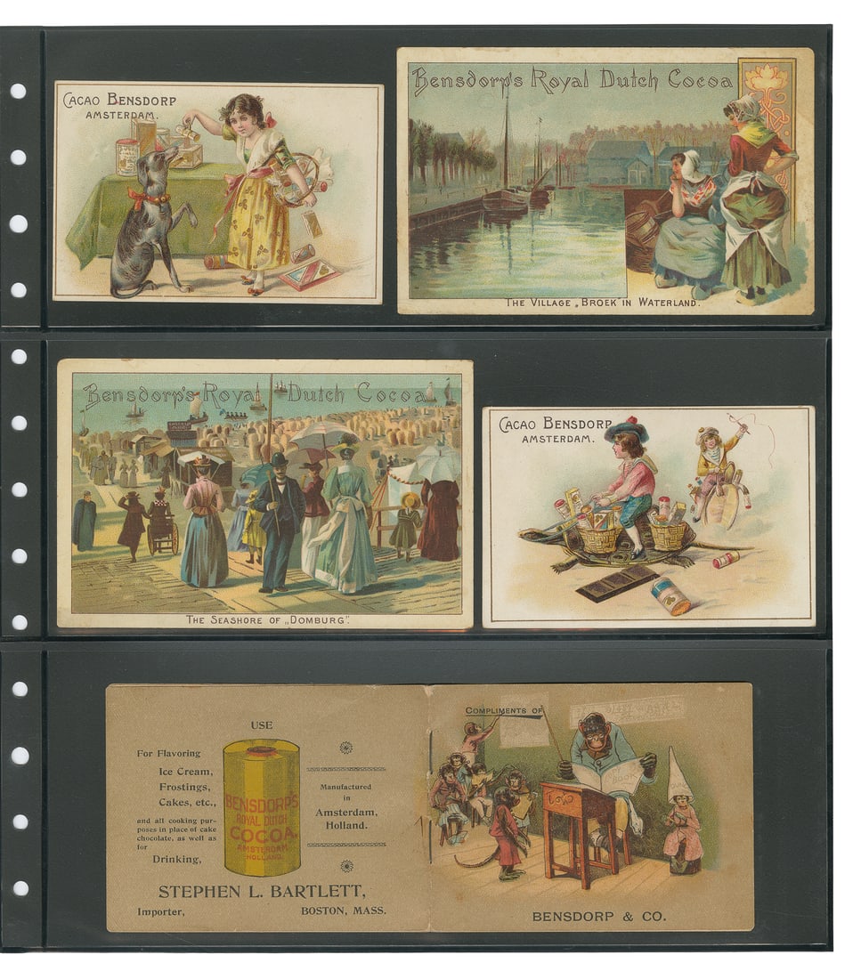 [CHOCOLATE]. Binder of chocolate and cocoa ephemera.: [CHOCOLATE]. Binder of chocolate and cocoa ephemera. V.p., late 19th/early 20th century. Approximately 90 pieces, this album devoted to ephemera of Bensdorp's Royal Dutch Cocoa, and Blooker's Dutch Co