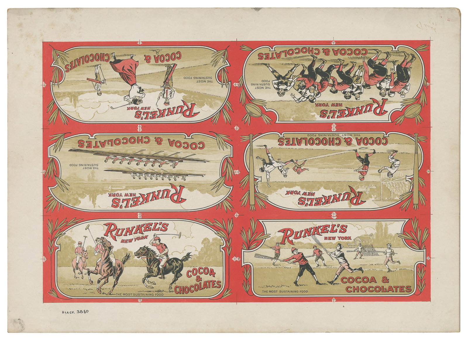 Runkel's New York Cocoa & Chocolates trade cards (uncut sheet). (1 of 1)