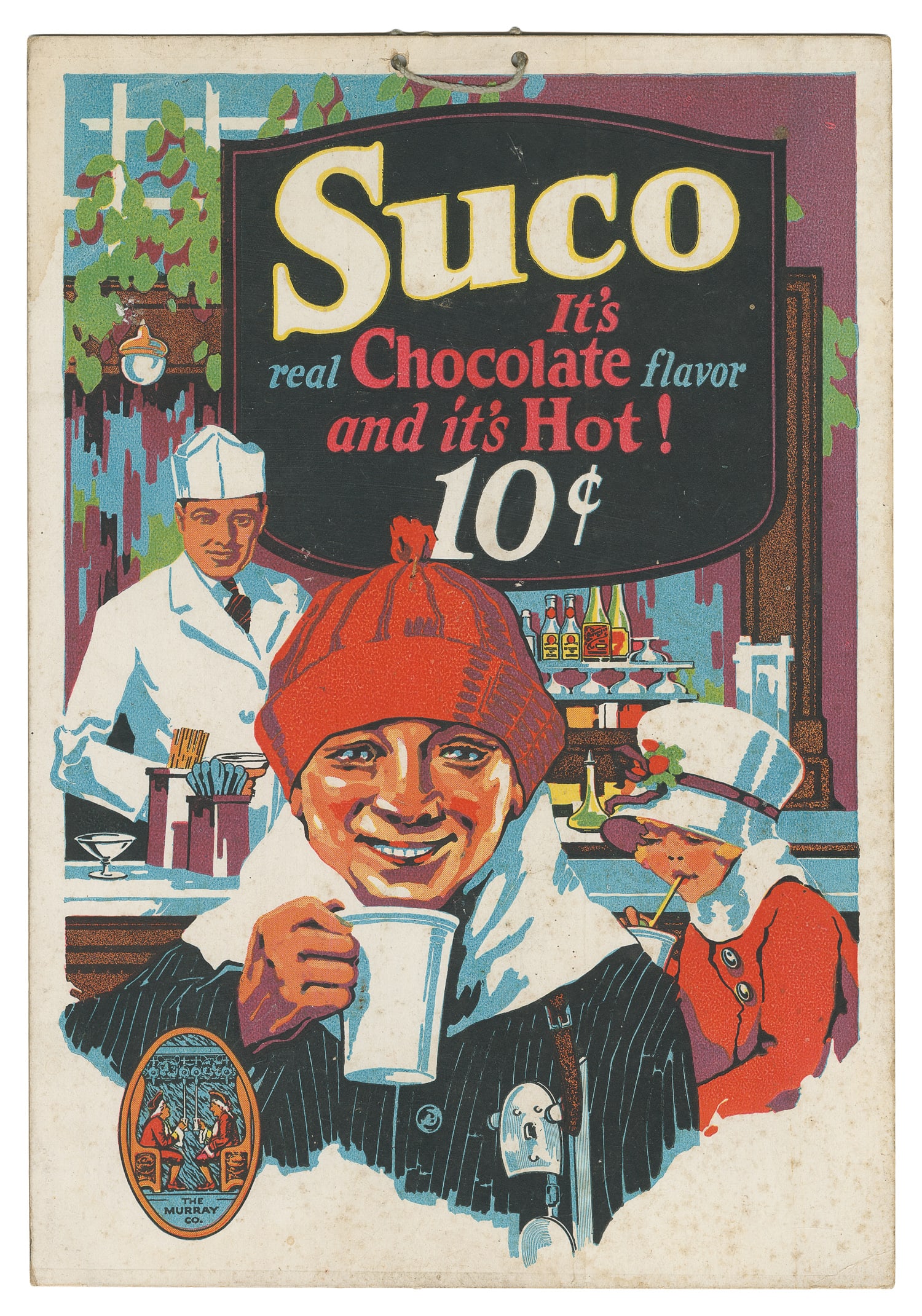 Suco "It's Chocolate and It's Hot" hanging sign. (1 of 1)