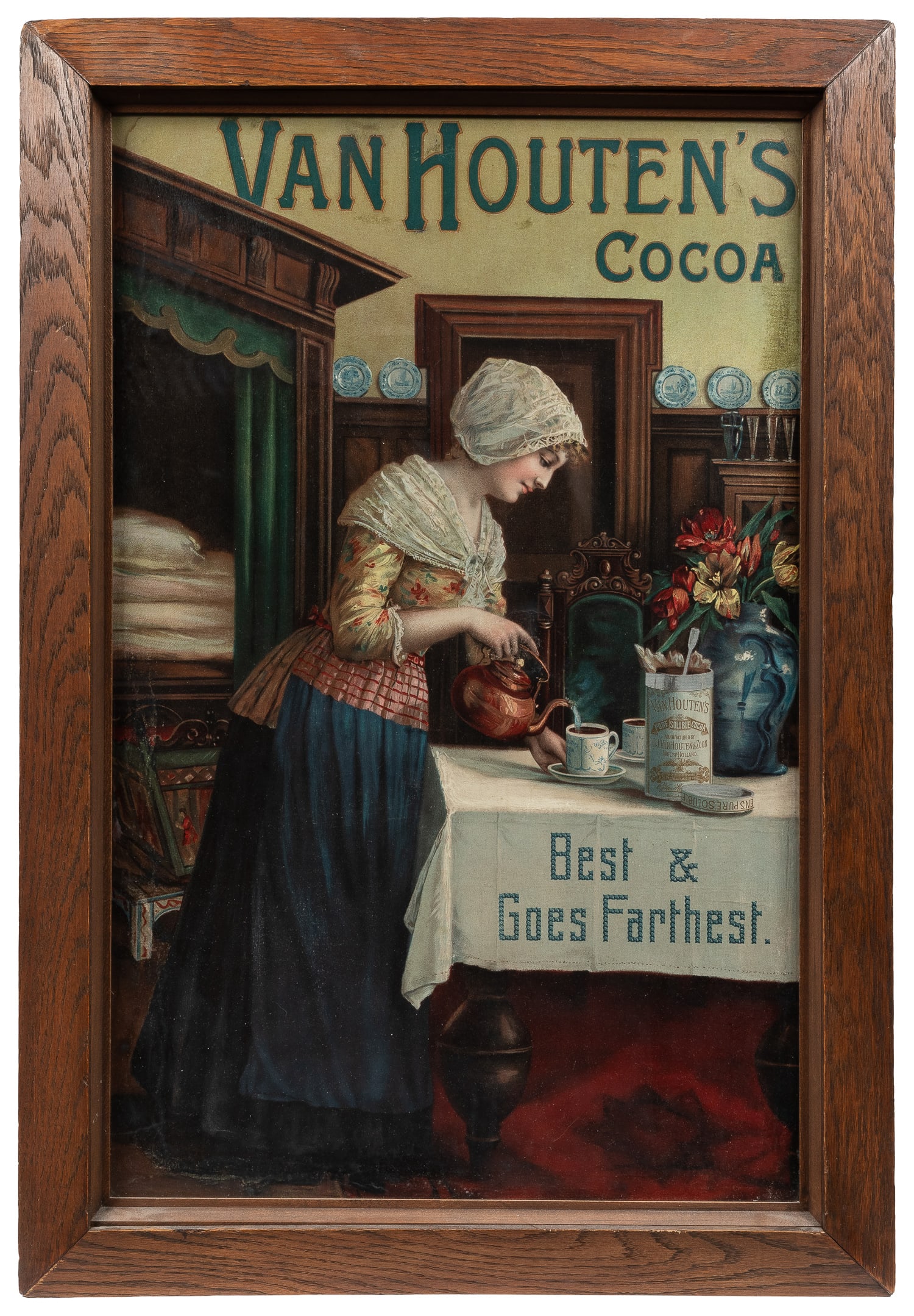 Van Houten's Cocoa advertising poster, framed. (1 of 1)