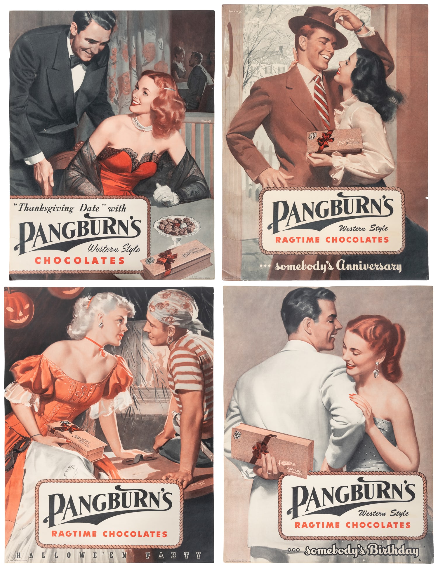 Four Pangburn's Western Style Chocolate Advertisement Posters. (1 of 5)