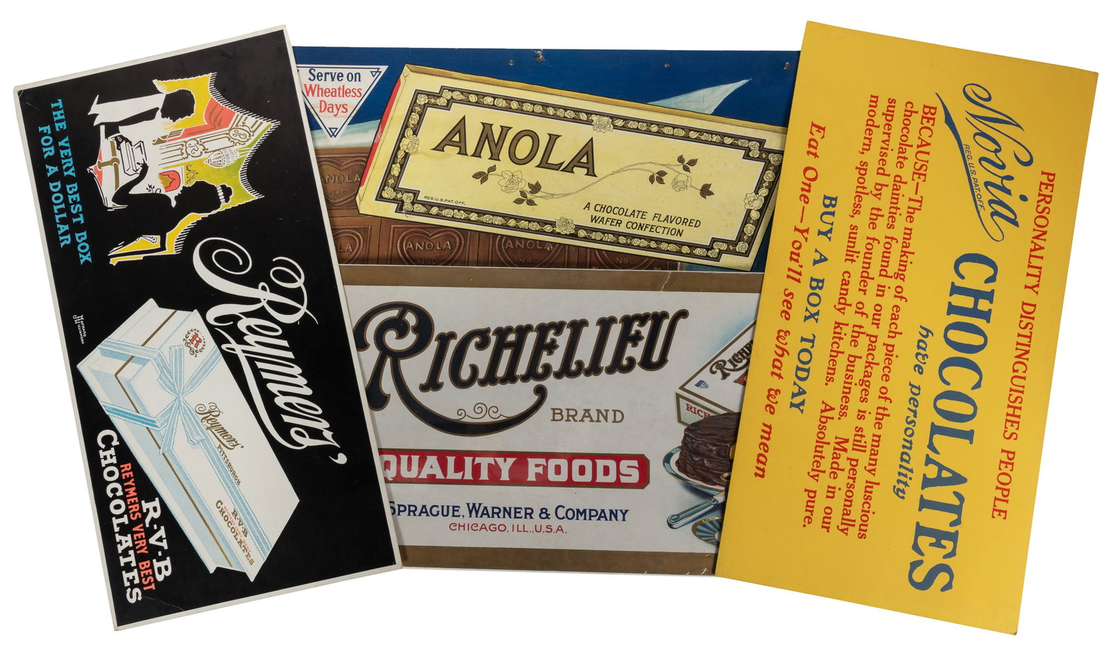 Four Chocolate Advertising Signs. United States: V.p., early to mid 20th century (1 of 1)