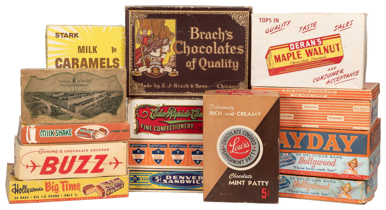 Collection of 40 Assorted Chocolate Boxes featuring Hollywood and Bunte Brothers Brands (1 of 2)