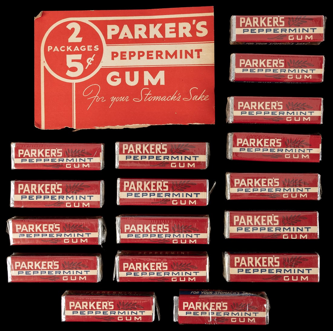 Parker's Peppermint Gum lot with box panel. (1 of 1)