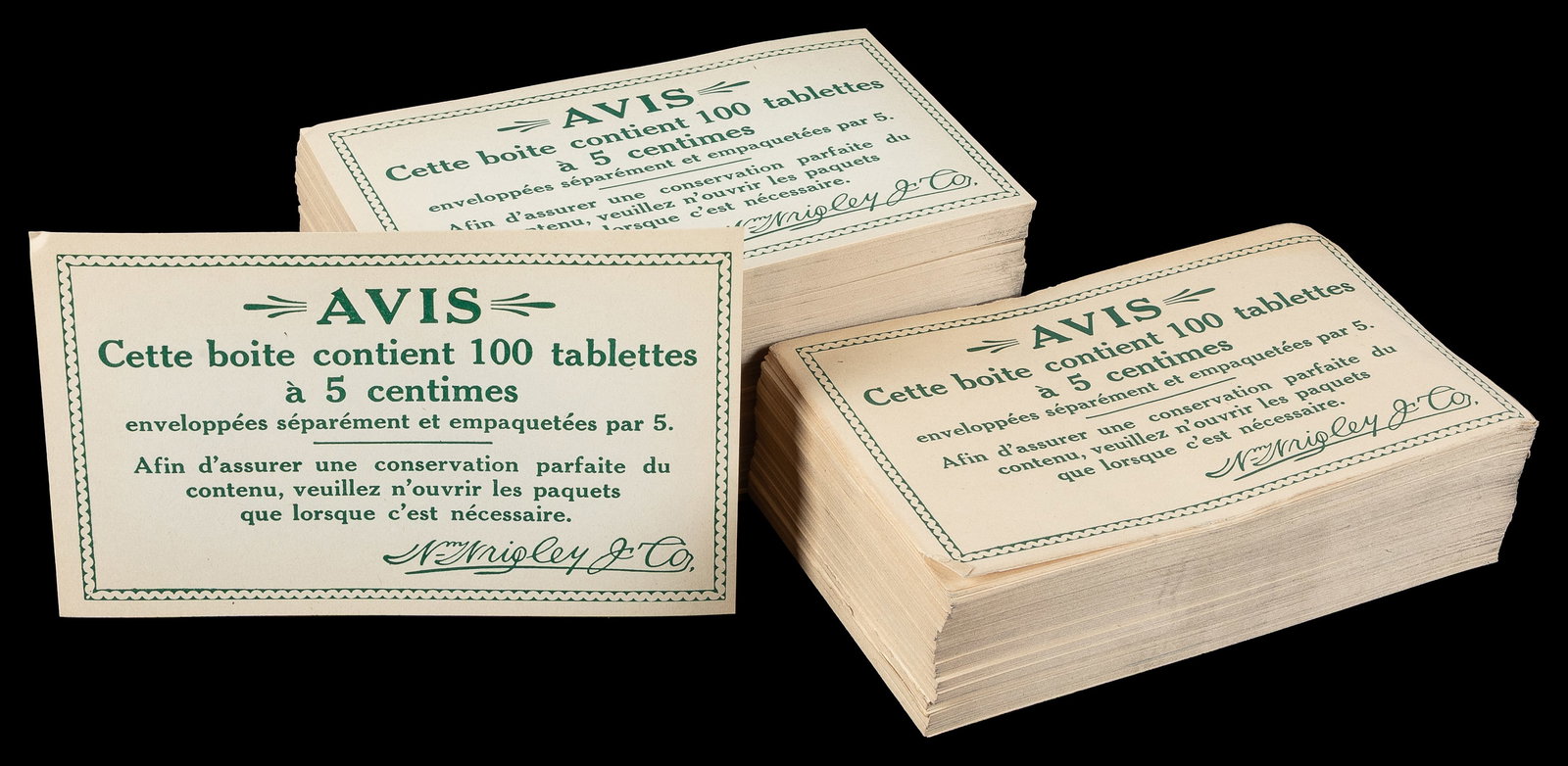 Wrigley Co. French chewing gum advertising slips lot. (1 of 2)