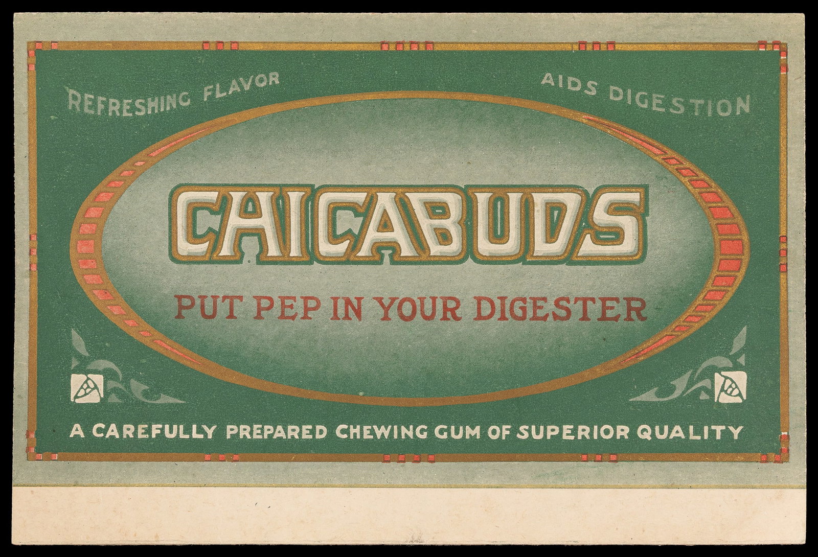 Chicabuds Chewing Gum sample box panel and label. (1 of 1)