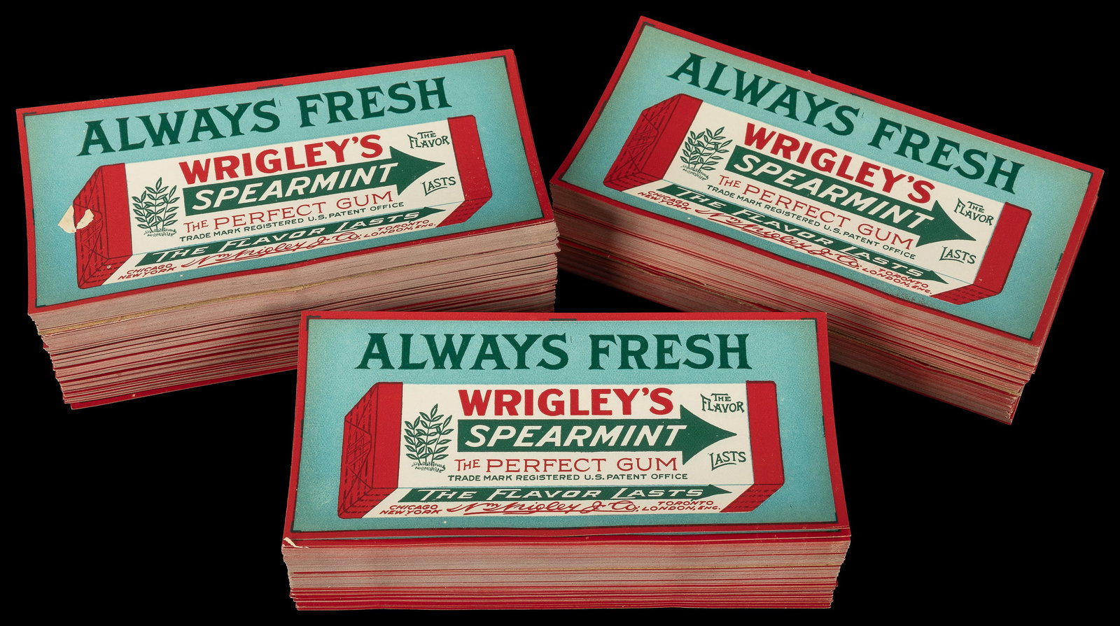 Massive lot of Wrigley's Spearmint Gum labels. (1 of 2)