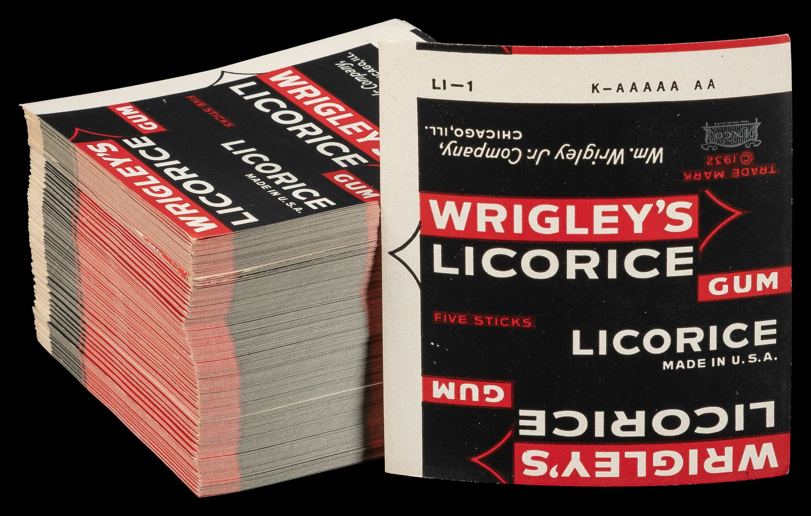 Wrigley's Licorice Gum wrappers lot. (1 of 2)