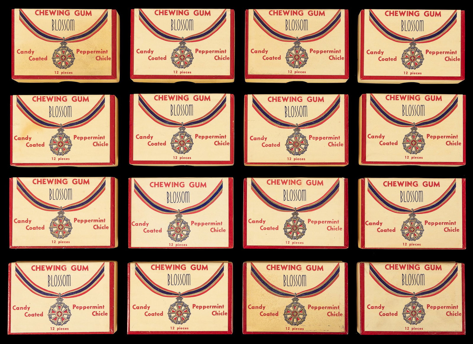 Blossom Peppermint Chicle Chewing Gum lot with box panel. (1 of 2)