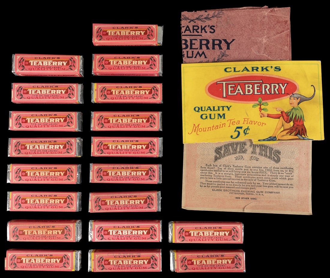 Clark's Teaberry Gum packs with box panel and ephemera. (1 of 1)