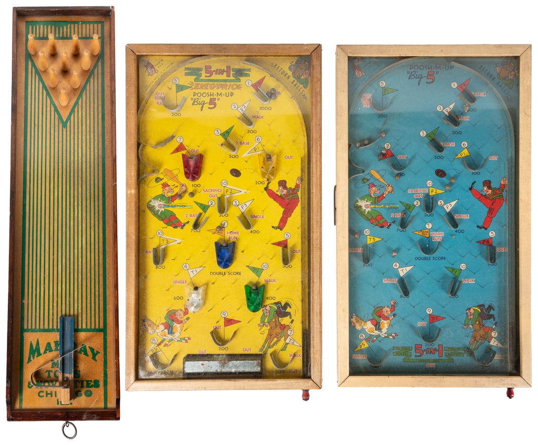 Trio of tabletop bagatelle and bowling games. (1 of 4)