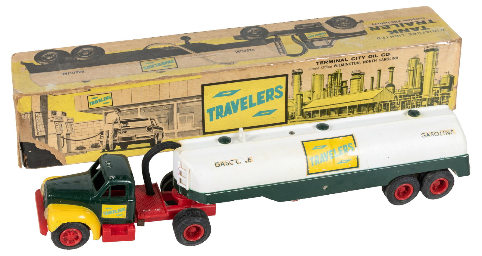 Travelers Miniature Lighted Tank Trailer toy in original box. (1 of 2)