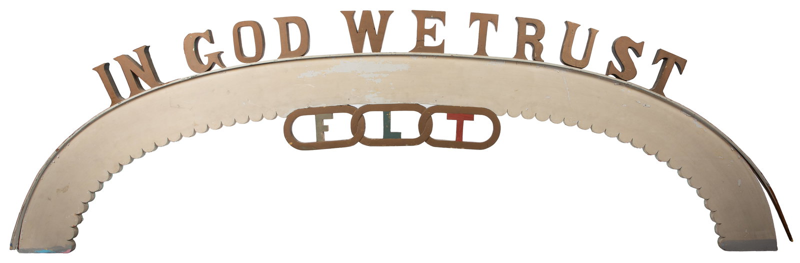 Odd Fellows “In God We Trust" Arch. Circa 1920. Carved and... (1 of 2)