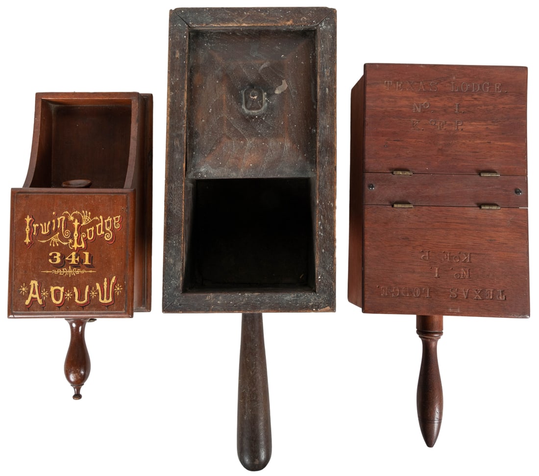 Three Wooden Ballot Boxes. Circa 1890. Wood. Including one... (1 of 4)