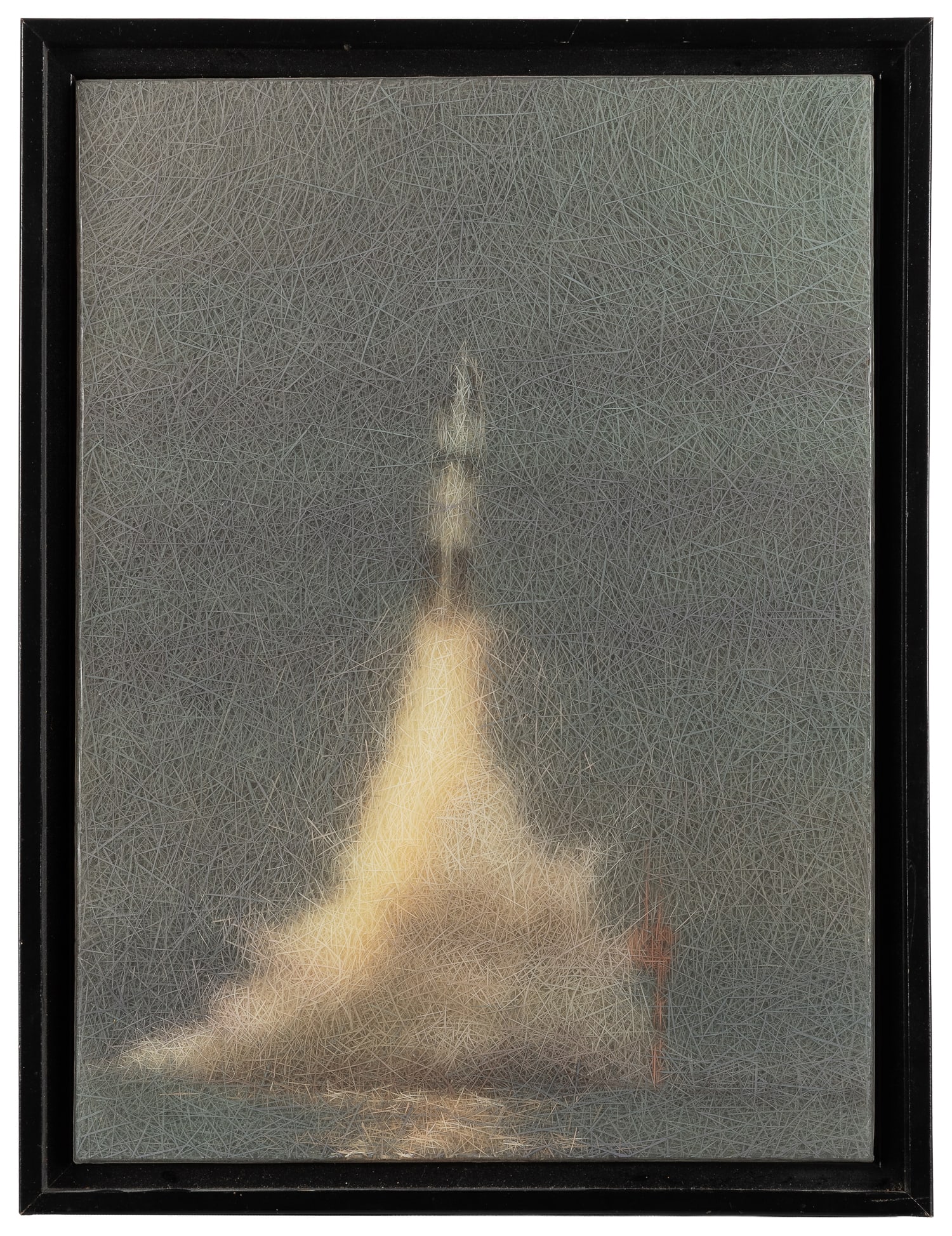 JOHNSON, Bradford (20th century). Polaris A-3. 2002.: JOHNSON, Bradford (20th century). Polaris A-3. 2002. Acrylic paint and medium on panel. Inscribed with the artist's name, title, date, and medium on a label adhered to the reverse. 15 x 11". Frame 16 