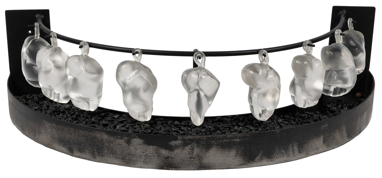 FRIEDMAN, Lance (American, 20th century). Half Way There.: FRIEDMAN, Lance (American, 20th century). Half Way There. Hot-worked glass, steel, dolomite. 10 1/2 x 32 x 17". Customer pickup or third-party shipping required.