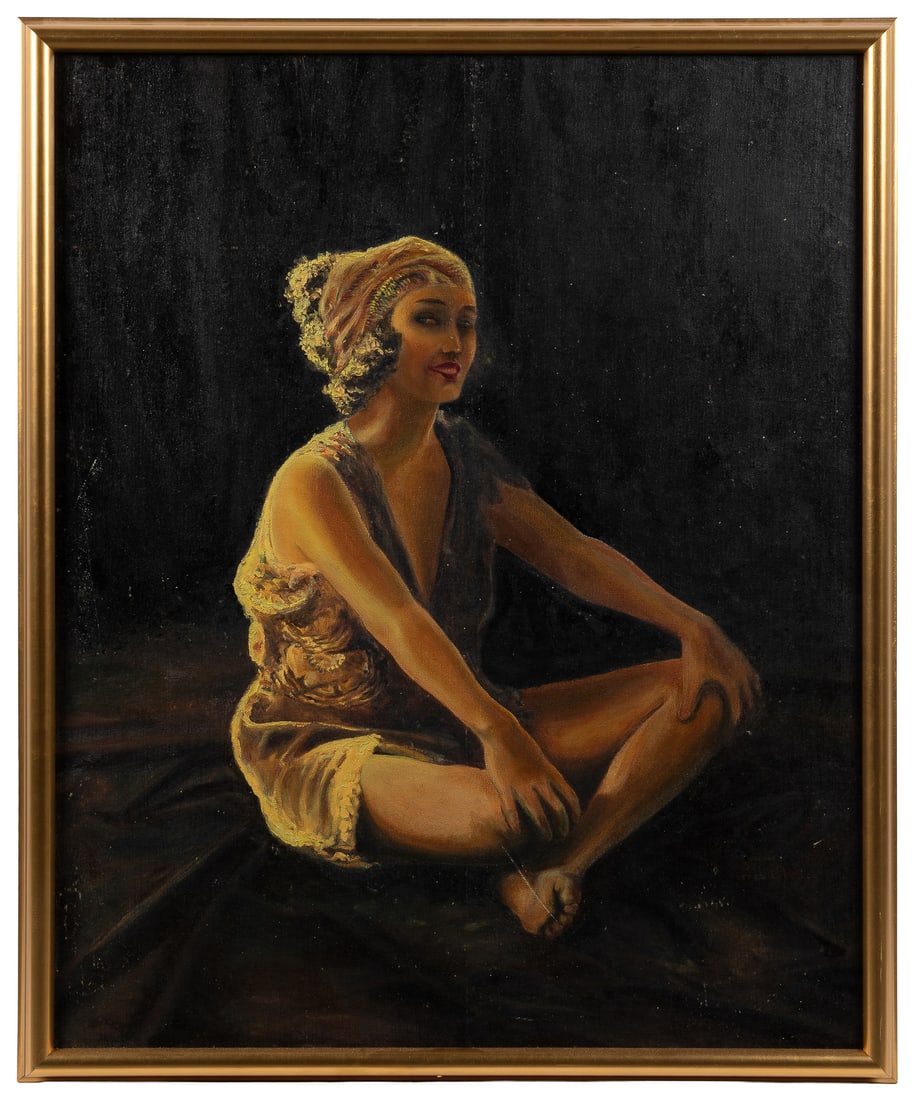 MEYER, Clarence (American 20th Century). Seated Flapper-esque Female. 1922. (1 of 2)