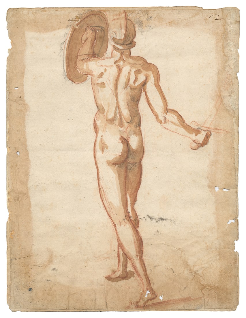 Nude Gladiator Figural Study. Ca. 18th century. (1 of 1)