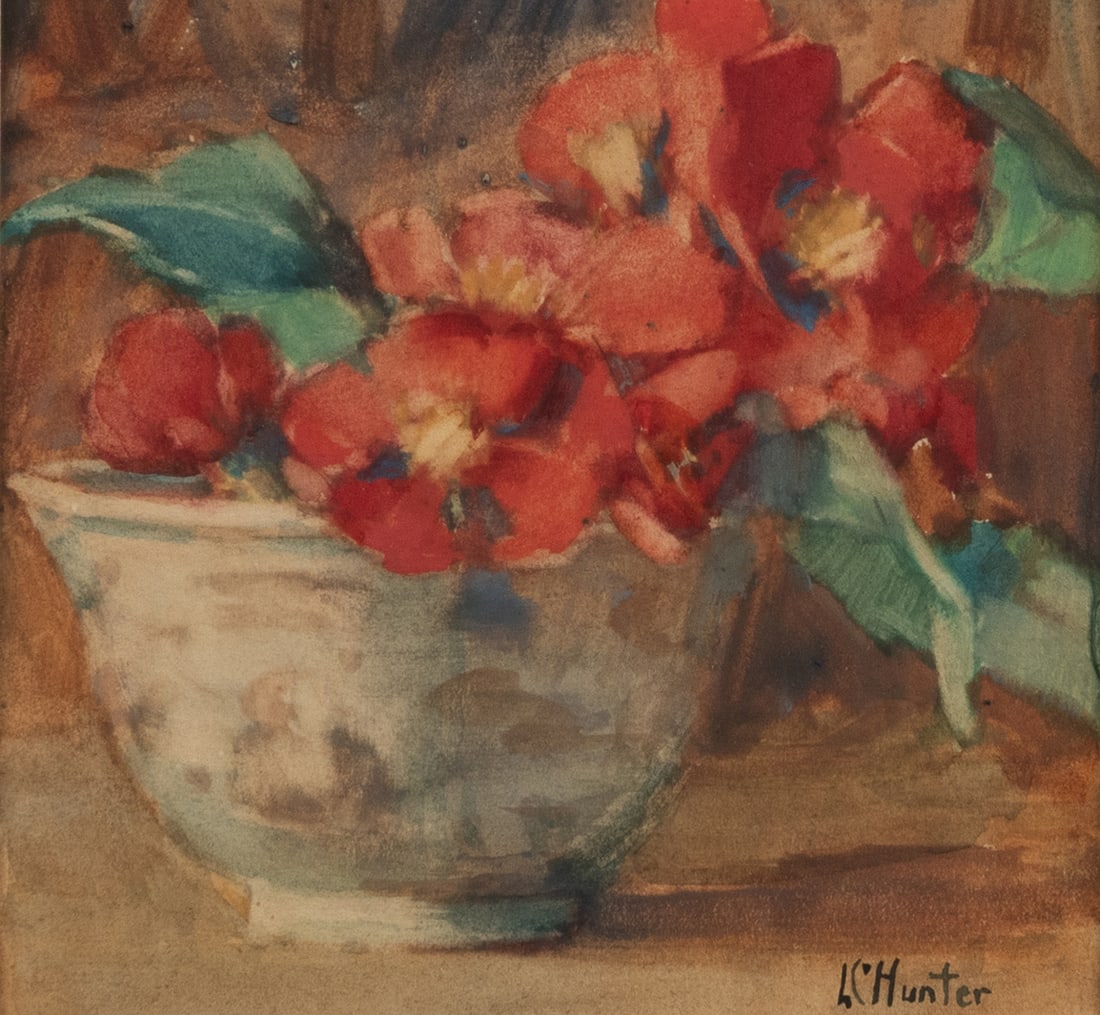 HUNTER, Lizbeth Clifton (American, 1868–1948). Untitled (Flowers in Bowl). Signed. (1 of 3)