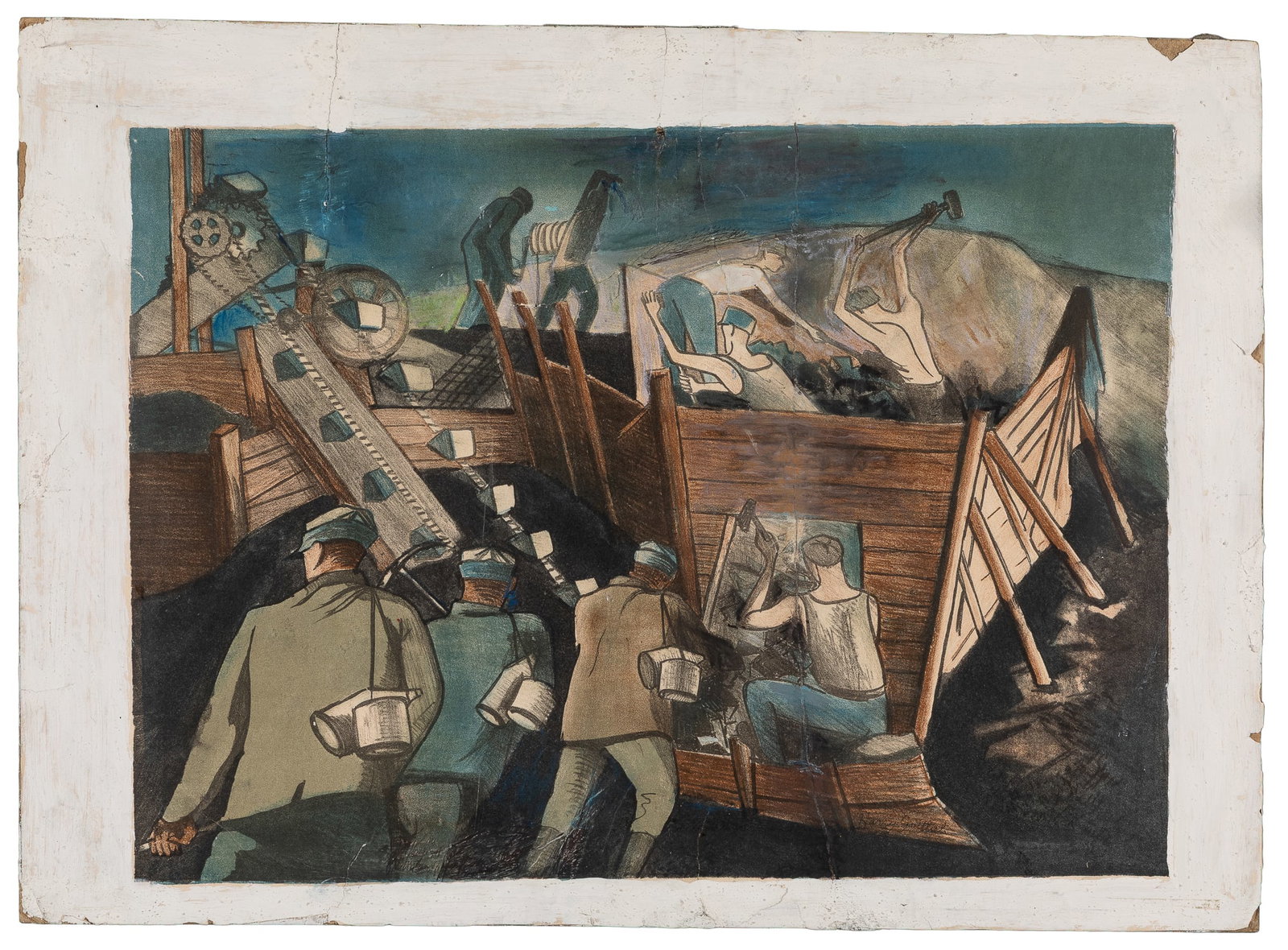 GOTTLIEB, Harry (American, 1895-1993). Primitive Coal Mine. Circa 1935-1943. (1 of 2)