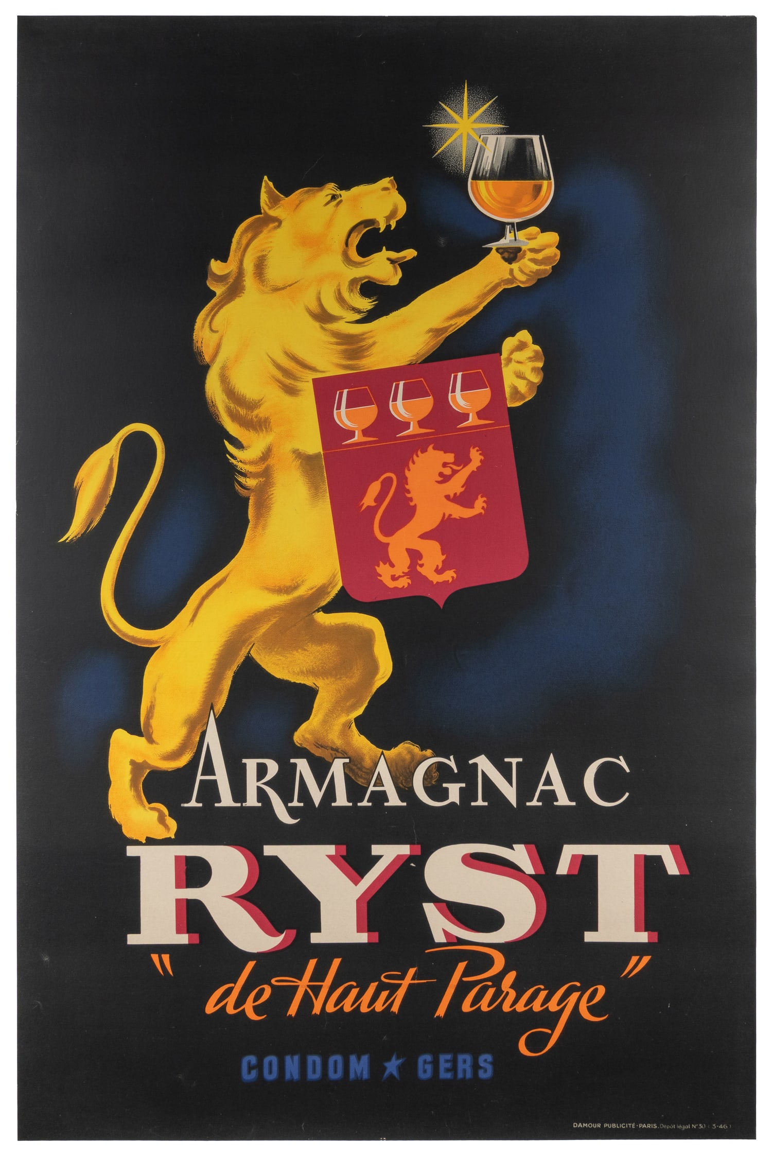Armagnac Ryst / “De Haut Parage.” 1946. Paris: D’Amour Publicite. (1 of 1)