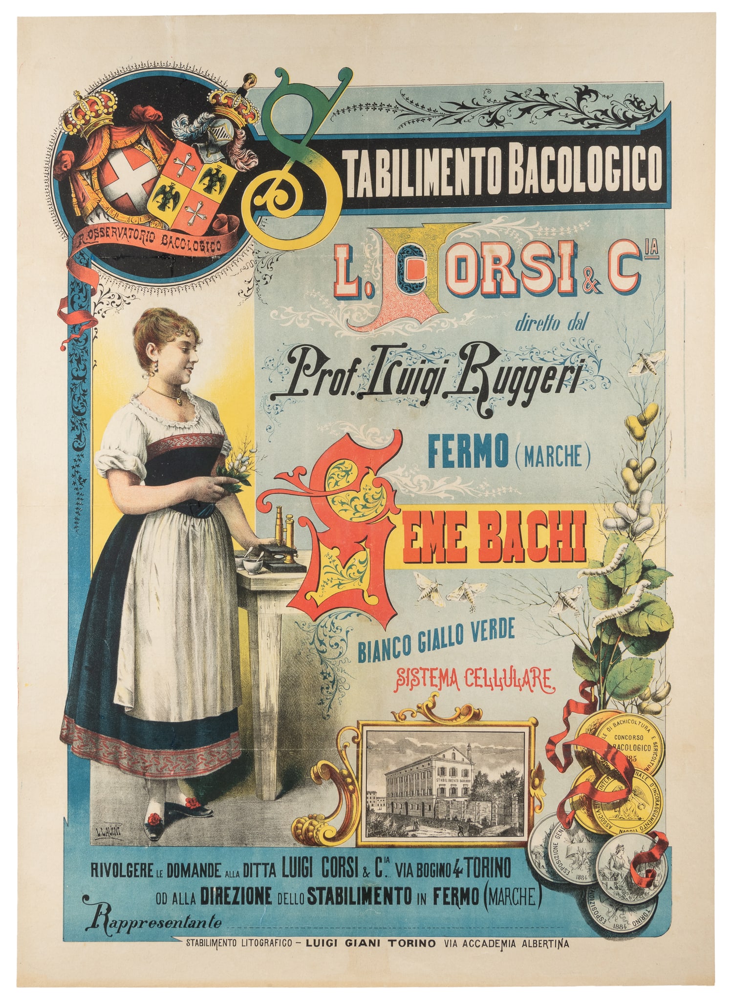Stabilimento Bacologico ("Sericulture Establishment"). Torino: Luigi Giani, ca. 1885. (1 of 1)