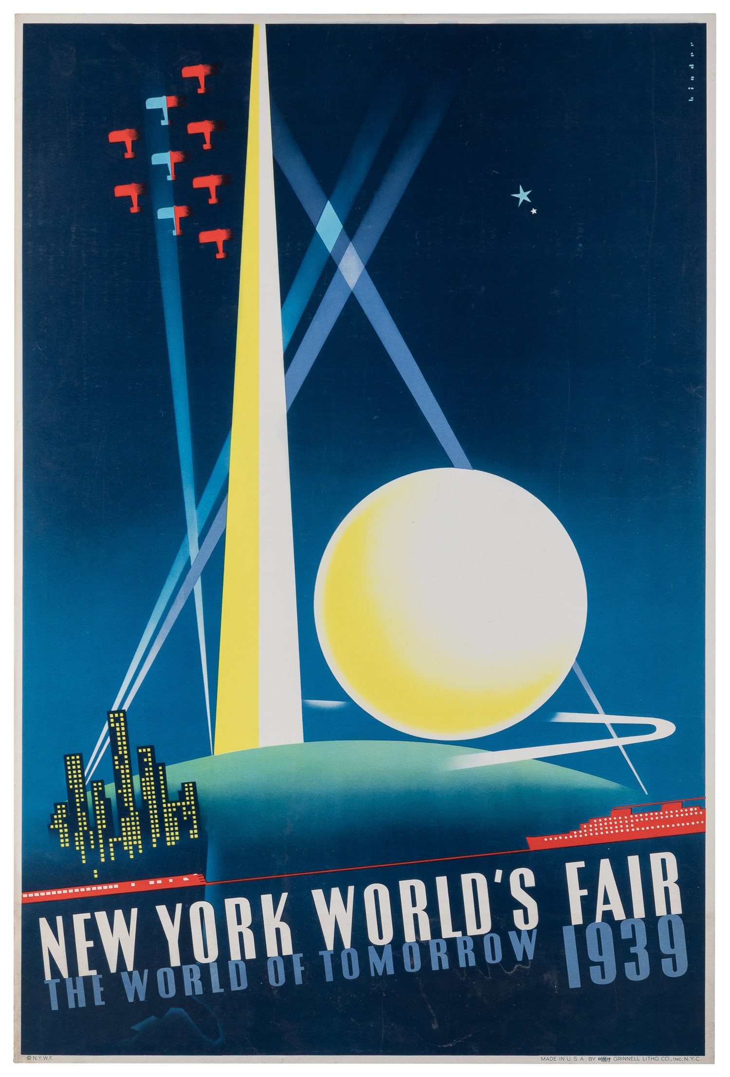 BINDER, Joseph (1898 - 1972). New York World's Fair / The World of Tomorrow. 1939. (1 of 1)