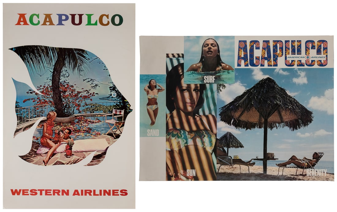 Acapulco. Two airline posters. Circa 1970s. (1 of 3)