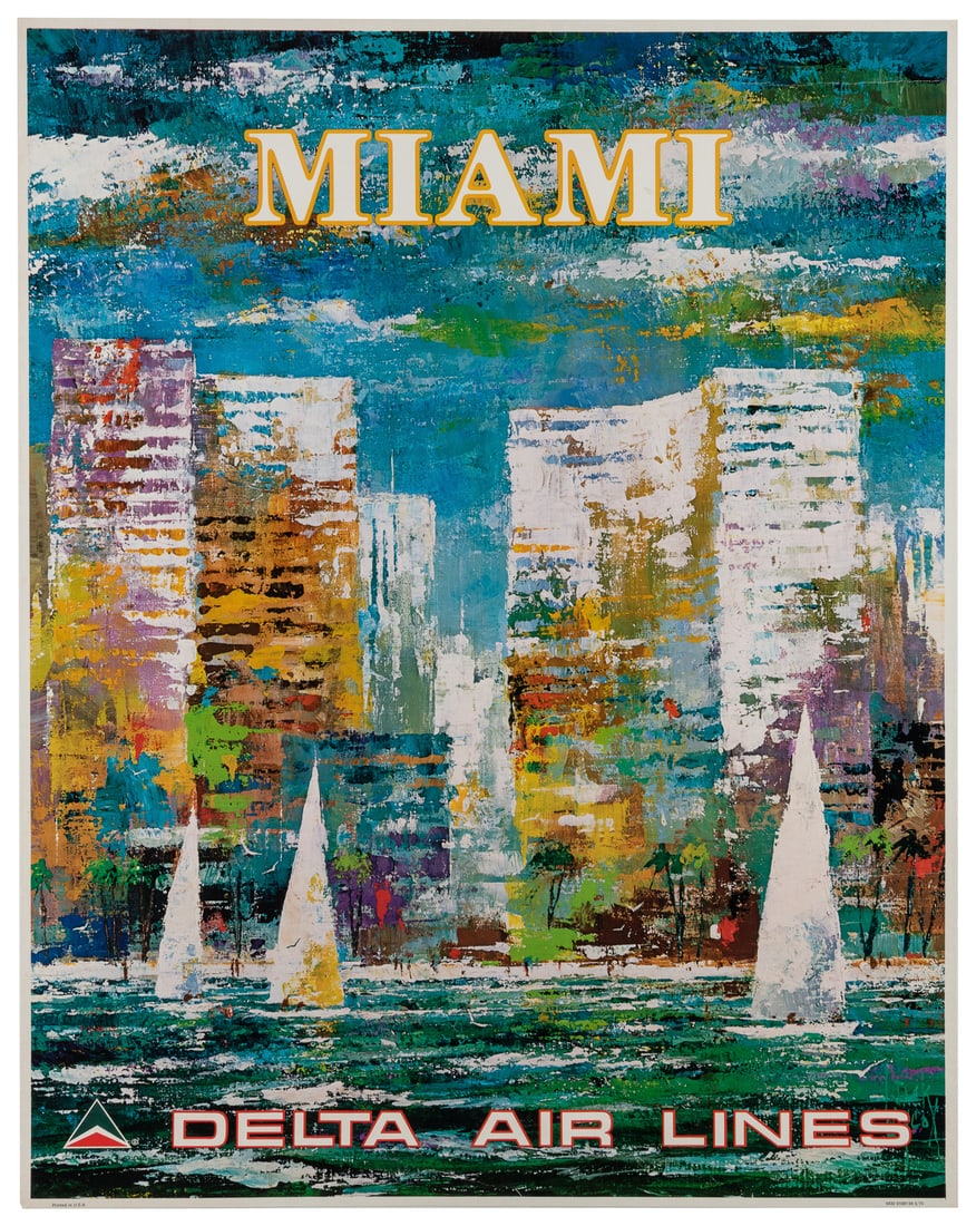LAYCOX, Jack. Miami / Delta Air Lines.: LAYCOX, Jack. Miami / Delta Air Lines. 1975. Linen backed. 27 7/8 x 22".
