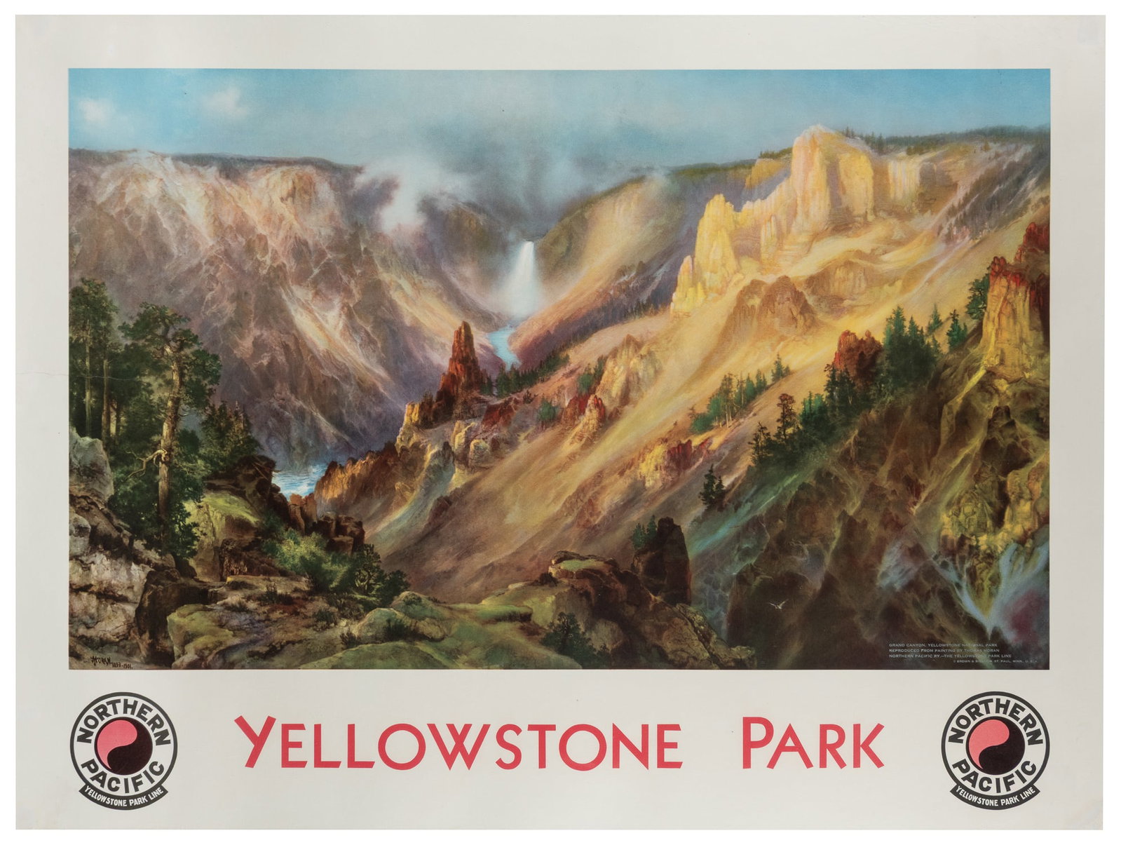 MORAN, Thomas (1837 - 1926). Yellowstone Park / Northern Pacific. 1924. (1 of 1)