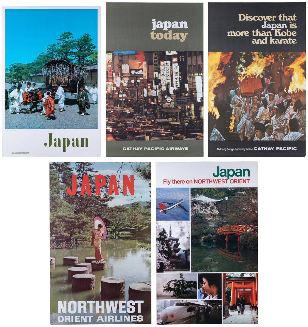 [JAPANESE TRAVEL]. Five vintage posters. (1 of 6)