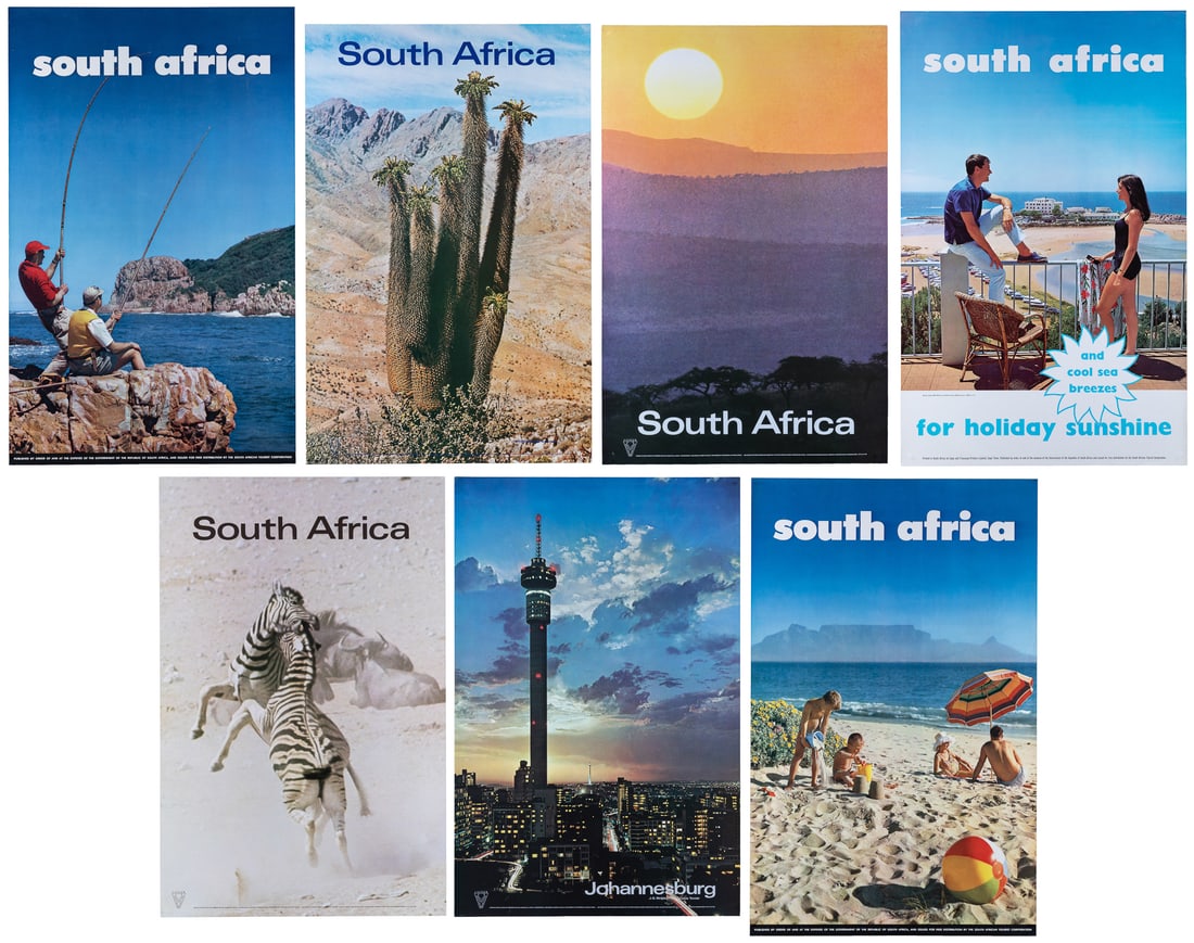 South Africa. Seven tourism posters. Circa 1960s. (1 of 8)