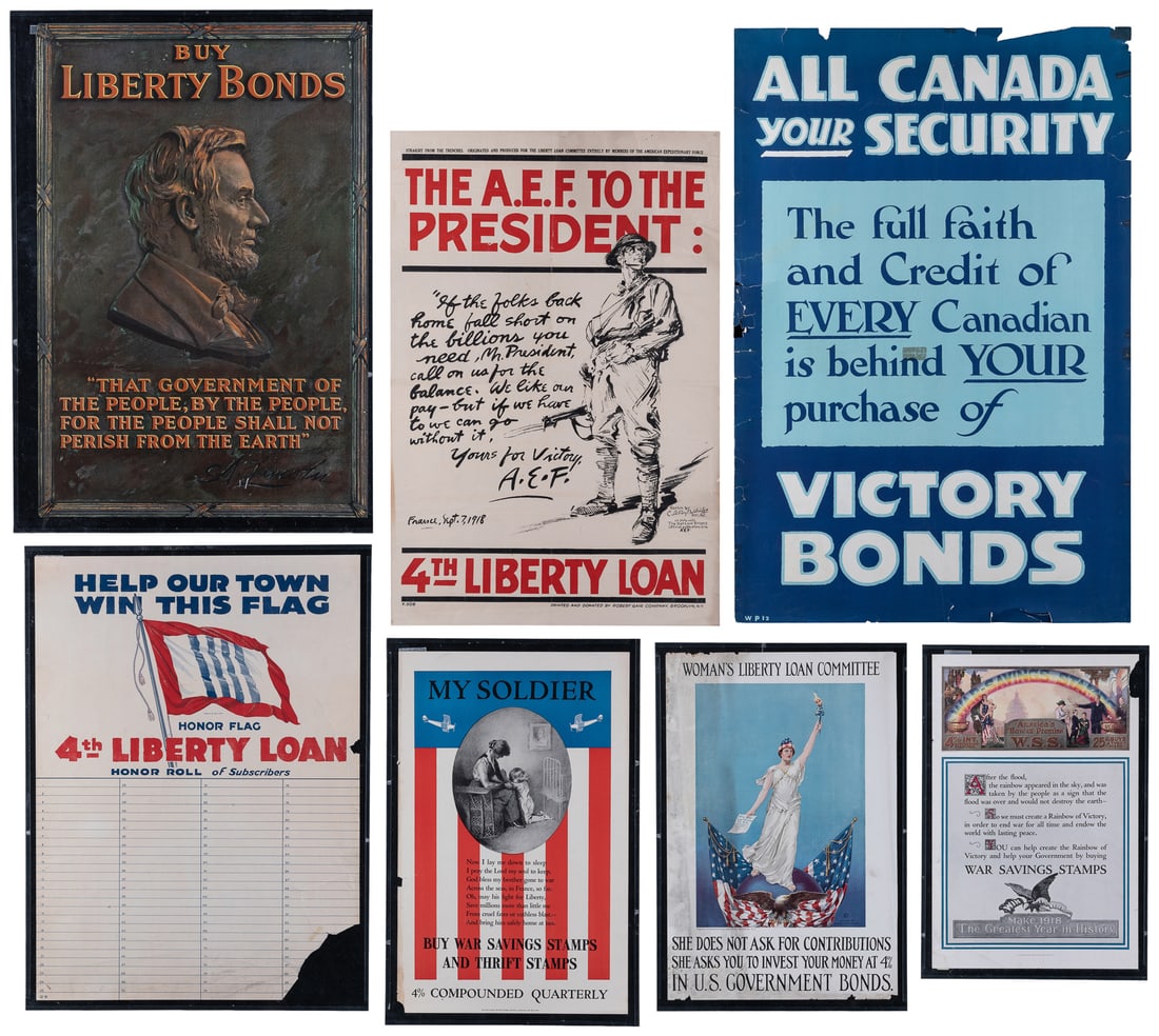 WWI War Bond Posters. V.p., ca. 1918. (1 of 8)