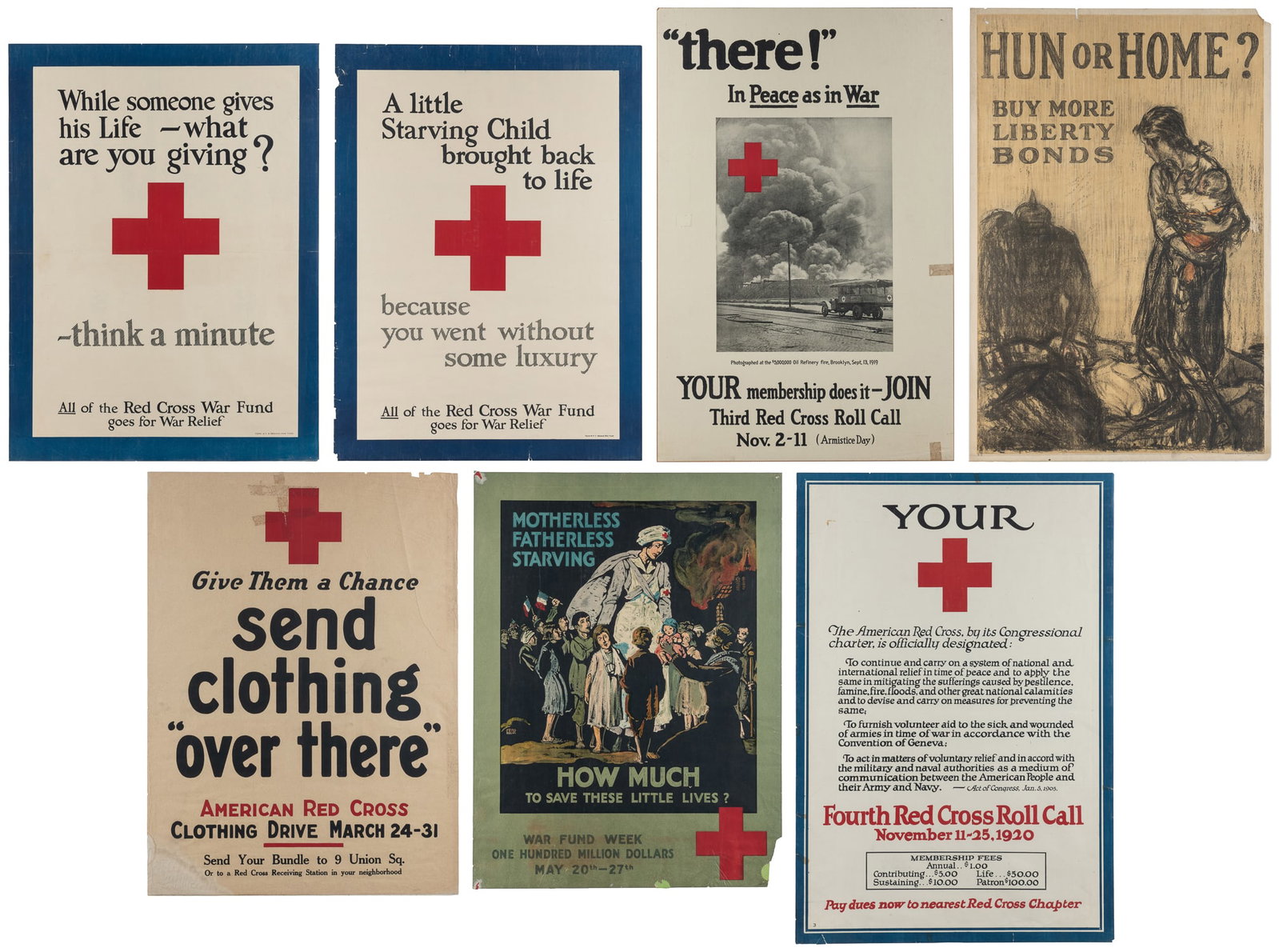 Six WWI Red Cross Posters. Circa 1920. (1 of 8)