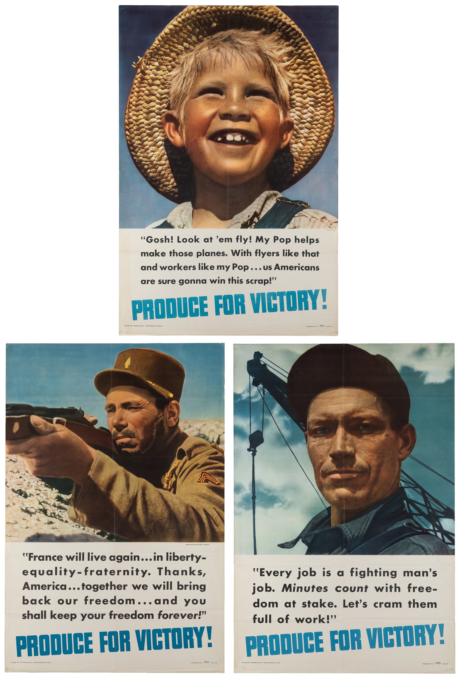 Three WWII "Produce For Victory" Posters. Chicago: Sheldon-Claire, 1942. (1 of 4)