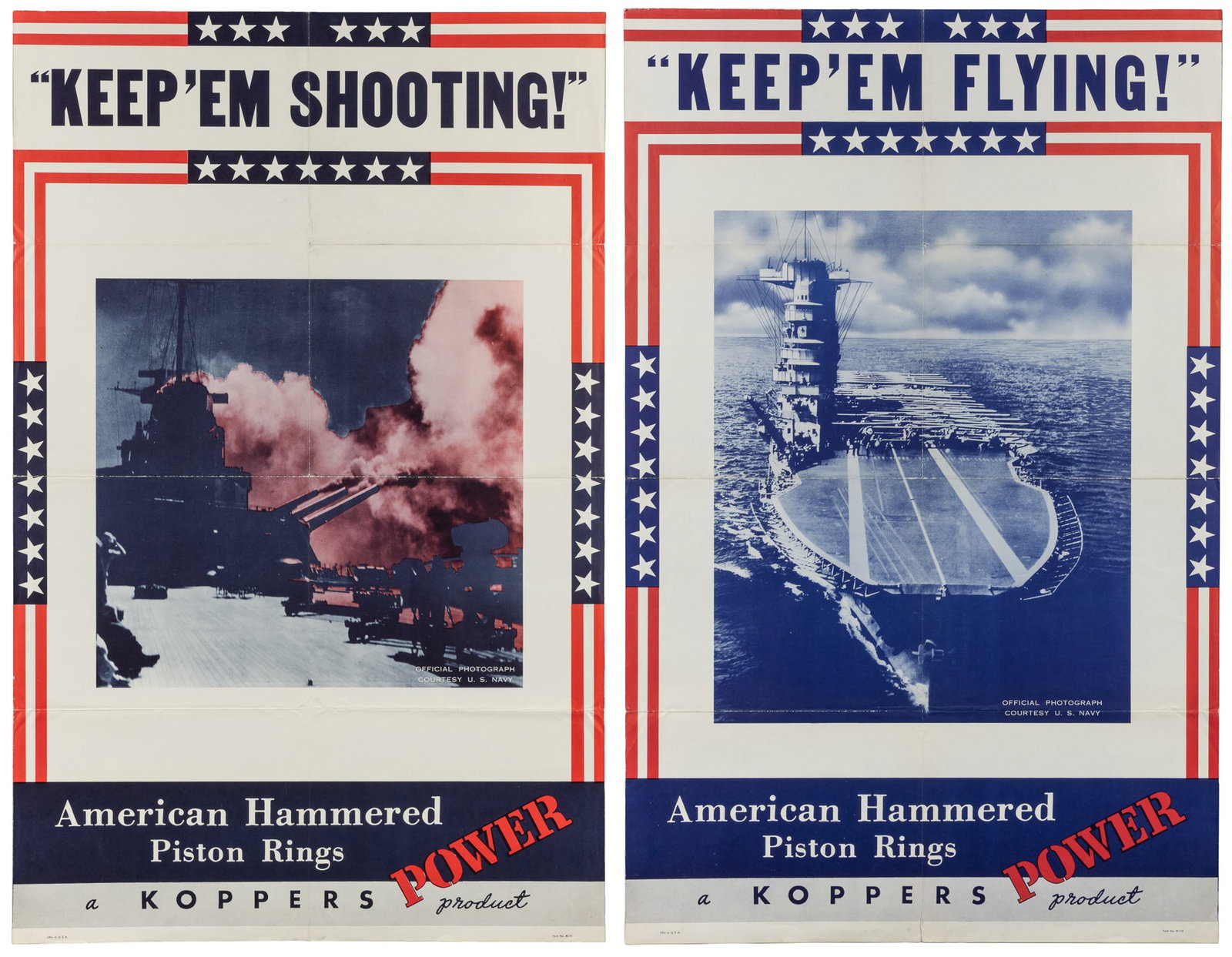 Keep 'Em Shooting! American Hammered Piston Ring Posters. Circa 1943. (1 of 3)
