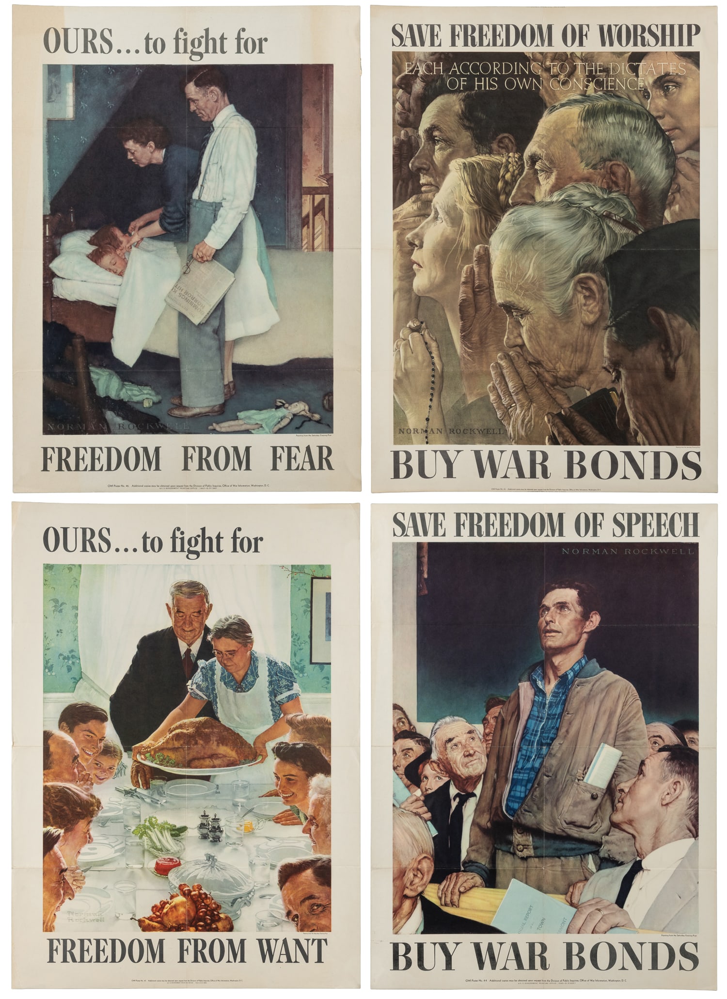 ROCKWELL, Norman (1894-1978). [The Four Freedoms]. 1943. Washington: US Government Printing Office. (1 of 5)
