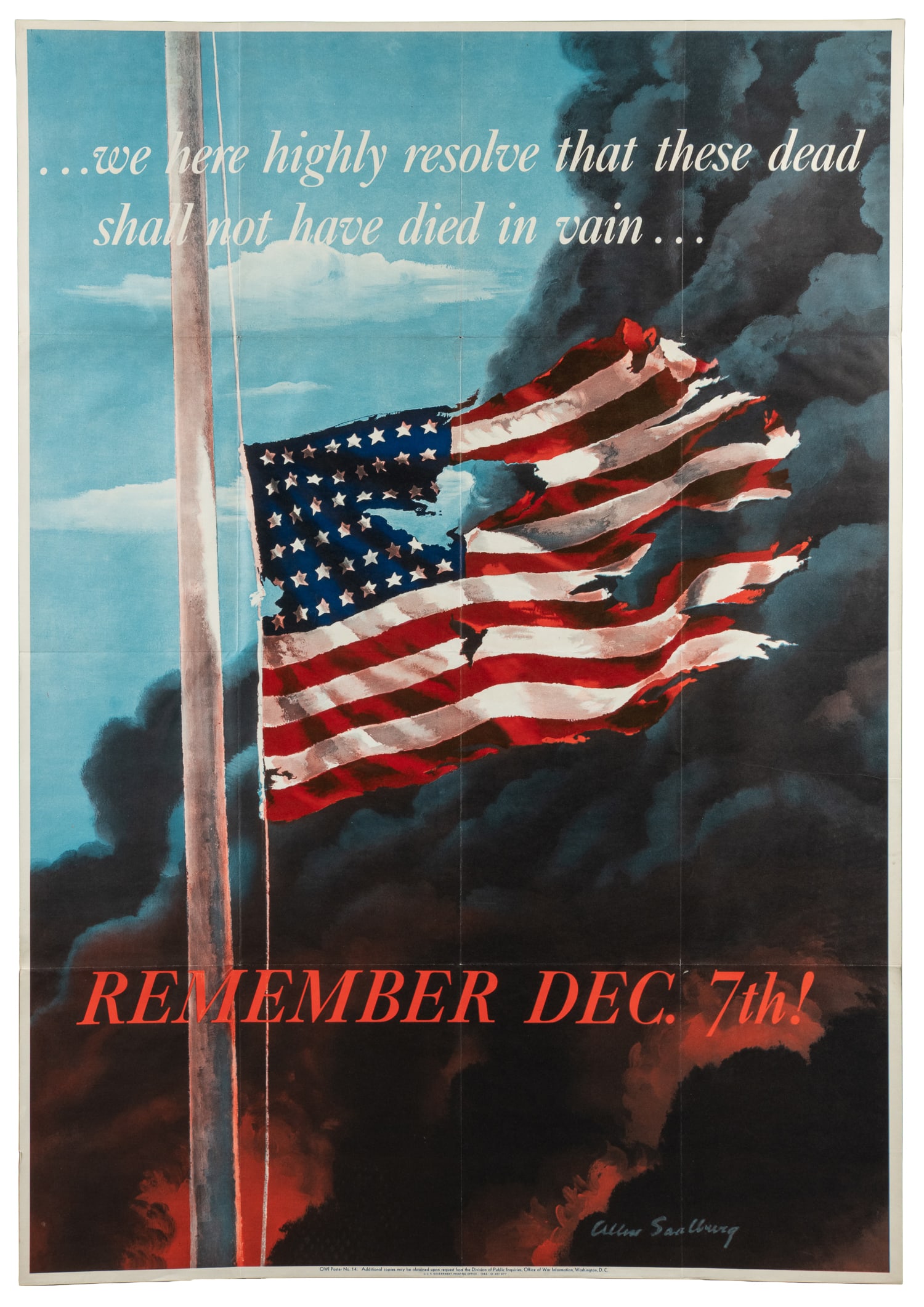 SAALBERG, Allen (1899 - 1987). Remember December 7th. 1942. (1 of 1)